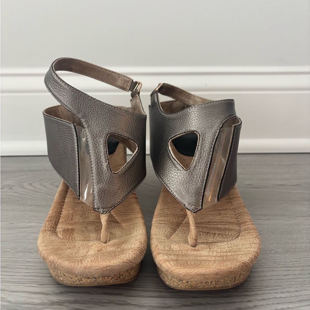 Reversible Gray & Gold Sandals